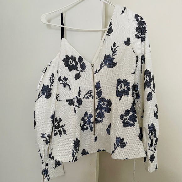 Self-Portrait NWT Floral Sequin Wrap Top UK8/US4 Small - Picture 3 of 8